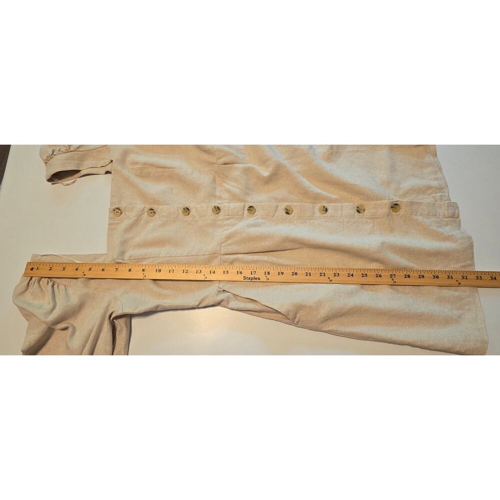 Old Navy Mini Dress Womens Size Medium Beige Linen Blend Smocked Cottagecore NWT - Picture 11 of 11